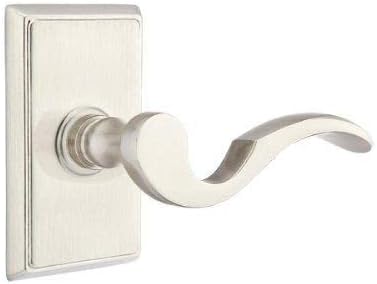 Emtek Passage Set, Rectangular Rosette, Cortina Lever, (Left Hand, Flat Black) image 2