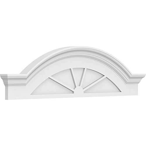 46"W x 12-1/2"H x 2-1/2"P Segment Arch W/Flankers 4 Spoke Architectural Grade PVC Pediment