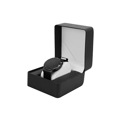 FuninCrea Porta Orologi da ViaggioPelle PU Singola Scatola Orologi con Cuscini per Orologi Rimovibili per Donne e Uomini, Portable Porta Interna per Orologi da Polso (Nero)