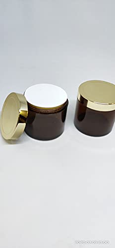 Dinemart Pack of 12pcs 100GM Empty Cosmetic DIY Amber Color SanJars,Comes with Beautiful Golden Lids and Inner White Lids, Useful for Lip Balms, Body Butters & DIY concoctions,Brown,Set of 12