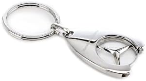 ASTO Official Mercedes Benz Star Etoile Logo Shopping Keyring Chain & Chip Gift, Metal, S