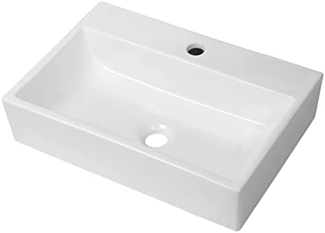 Floating Vessel Sink - Lepuday 20"x14" Rectangle White Bathroom Sink Wall Mount Ceramic Porcelain Vanity Sink Art Basin