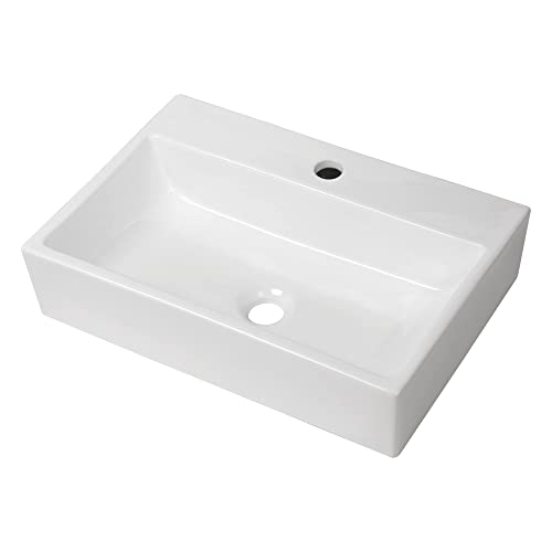 Floating Vessel Sink - Lepuday 20"X14" Rectangle White Bathroom Sink Wall Mount Ceramic Porcelain Vanity Sink Art Basin #TOP3