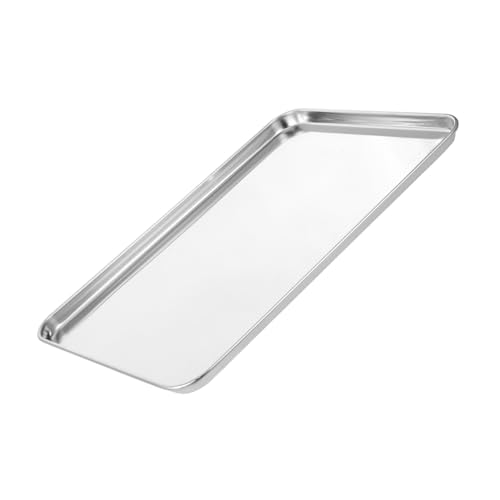 WEKADRIN Plateau Rectangulaire en INOX 13.78X9.84In Plateau De Service Polyvalent pour Cuisine Barbecue Pique- Et Réunions Familiales