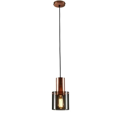 Suspension luminaire E27 en verre gris fumé au design minimaliste pour intérieur modernisé