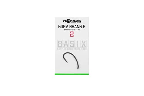 Korda Basix Kurv Shank Hook Barbless Carp Fishing Hooks Pack Of 10 (2)