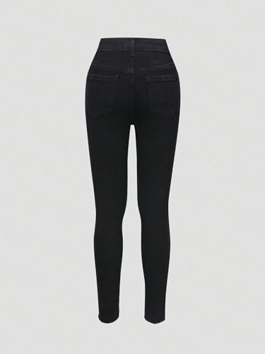 Floerns Girl's Ripped Distressed Zip Up Skinny Jeans Cropped Denim Pants2