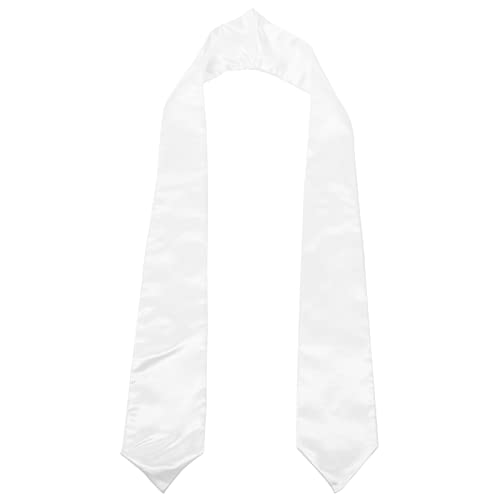 KESYOO Graduation Ribbon White Belt White Formal Dress Plain Sash Mexican Scarf Senior Stole Graduation Accessories White Sashes Mexico Scarf Men and Women Aldult Graduation Season Fabric