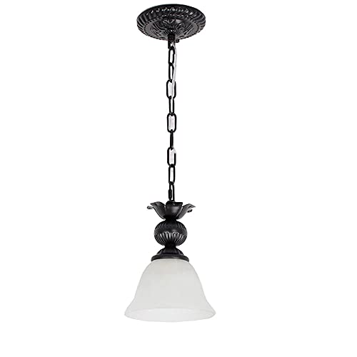 Lámpara colgante de hierro rústica para renovar techos oscuros de balcón con metal negro y cristal