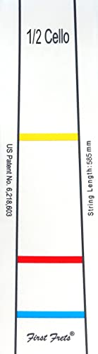 Fingerboard marking FIRST FRET 124, for 1/2 cello, 585 mm, colourful