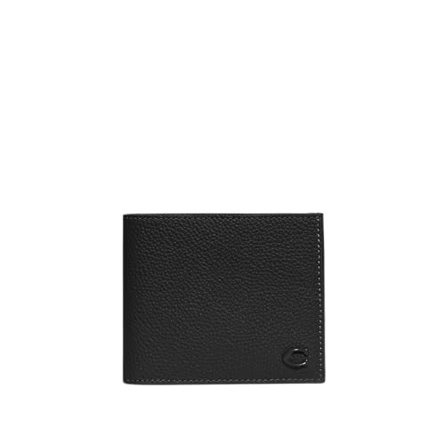 Coach Men's Refined Double Bill in Pebble Leather with Sculpted C Hardware Branding Wallets