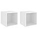 Floating Shelves Set of 2, Wall Mounted Cube Shelves with Cabinet, Wall Hanging Storage Shelves, Home Decor Furniture, High Gloss White