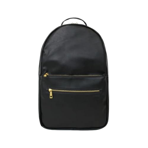 FAWN DESIGN Diaper Bag Backpack with Changing Pad, Faux Leather Black Backpack Diaper Bag with 4 Interior and 2 Exterior Pockets, Padded and Adjustable Straps for All Day Comfort, 15.5x11x5 inches