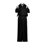 FAZA Hinata Shoyou Cosplay Black Kimono Men Shoyo Robe With Belt Headband Japanese Anime Outfit Halloween Costume (XXXL,White)