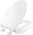 KOHLER 25875-0 Hyten Elevated Quiet-Close Elongated Toilet Seat, Contoured Seat with Grip-Tight Bumpers, Quick-Attach Hardware, White