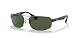 RAY-BAN Men's RB3445 Rectangular Metal Sunglasses, Black/Polarized Green, 61 mm