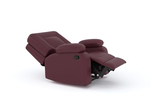 Image of Amazon Brand - Solimo Elysium | Single Seater Sofa Recliner | Manual Recliner (Leatherette Maroon)