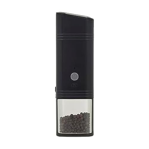 Kamenstein USB Rechargeable Gravity Feed Grinder, Filled With Peppercorns, Black