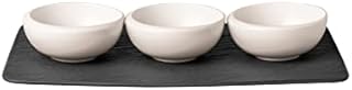 Villeroy und Boch - NewMoon zestaw miseczek do dipów i przekąsek, 4-częściowy, porcelana premium, białe, nadają się do mycia w zmywarce
