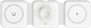 Foldable Wireless Charger 3 in 1, ALFUEL 15W Fast Magnetic Portable Charger, Multi Charging Station for iPhone 14/13/12/SE/11, Samsung Galaxy, Apple Watch and AirPods - White (Adapter not Included)