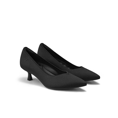 VIVAIA Scarlett Women's Elegant Pointed Toe Kitten Heels with Arch Support,Black,US10