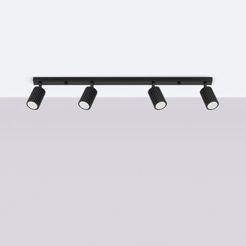 Sollux Lighting Faretto Da Soffitto In Carbonio, Nero, Lunghezza 81 Cm, Alluminio, A 4 Luci. - 3
