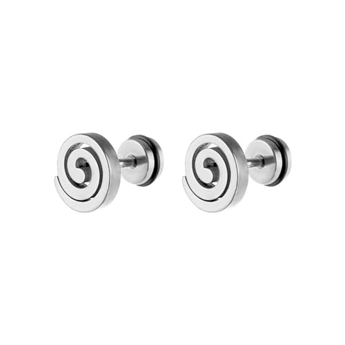 16G Spiral Swirl Screw Back Small Stud Earrings for Men Women Punk Minimalist Geometric Surgical Steel Cartilage Tragus Piercing Sleeper Studs Hypoallergenic for Sensitive Ears Gift