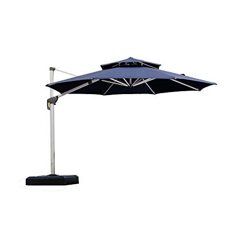 PURPLE LEAF 11 Feet Patio Umbrella Outdoor Round Umbrella Large Cantilever Umbrella Windproof Offset Heavy Duty Sun for Garden Deck Pool Patio, Navy Blue PURPLE LEAF 11 Feet Patio Umbrella Outdoor Round Umbrella Large Cantilever Umbrella Windproof Offset Heavy Duty Sun for Garden Deck Pool Patio, Navy Blue