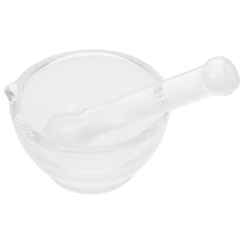 JOYOFREELY Juego de Mortero y Pilón de Vidrio Base Espesa, Recipiente de 60 Ml para Laboratorio de Química y Cocina Casera Reutilizable