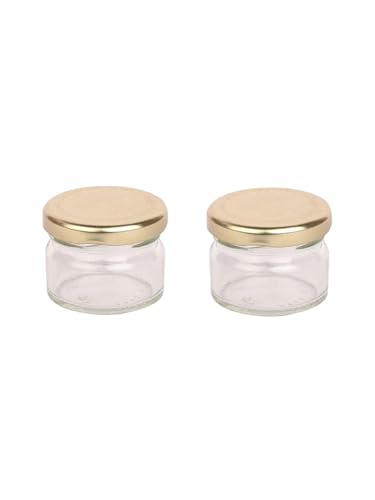 Image of Somil Transparent Glass Storage Jar Set for Kitchen Storage | Food-Grade Containers for Spices, Dry Fruits & Snacks | 100 Ml Each | Pack of 2 | Size 5.5 X 5.5 X 6.8 Cm -AS66