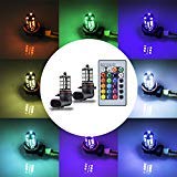 YIJINSHENG 2PCS 27SMD 12V multi-color RGB 5050 HB4 9006 LED Replacement fog lights reversing lights with Headlight Bulb remote Control (9006(HB4))