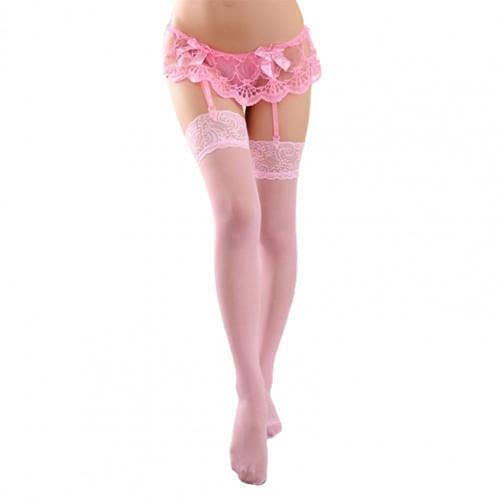 Reggicalze Donna In Pizzo Con Fermaglio - Sexy E Antiscivolo, Rosa Taglia M - Foto 3