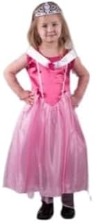 فستان أميرة بلون وردي وتاج لامع للبنات، زي الحفلات، للأعمار من 6 سنوات
