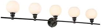 Living District Collier 5-Light Metal Wall Sconce in Black and Frosted White