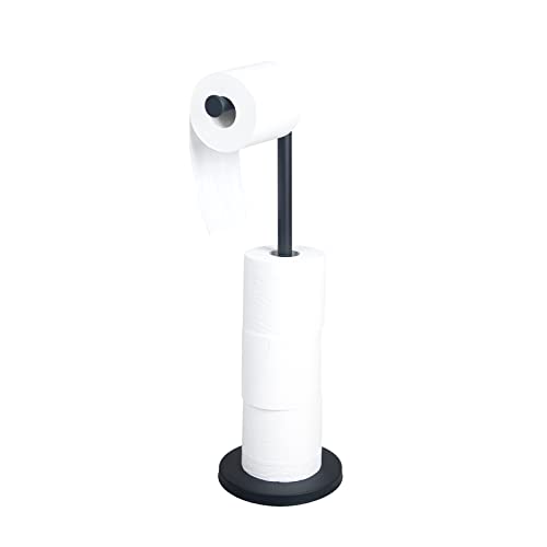 CompactStone Free Standing Toilet Paper Holder Stand, Stainless Steel Tissue Roll Holder Floor Stand Storage for Bathroom, Black CompactStone Free Standing Toilet Paper Holder Stand, Stainless Steel Tissue Roll Holder Floor Stand Storage for Bathroom, Black