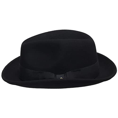 Ultrafino Crooner Wool Felt Fedora Trilby Snap Brim Hat Lined Black 7 1/4 #TOP1