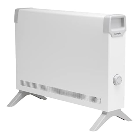 Dimplex ML2T 2kW Convector Heater, Freestanding Electric Plug In Convector Radiator, Floor Standing with Thermostat & Anti Frost Setting, Portable or Fixed, Quiet, Slim & Lightweight - White/Grey Cover