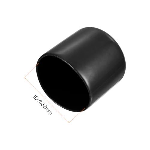Image of uxcell 4pcs Rubber End Caps 1 1 /4 inch(32mm) ID Vinyl Round End Cap Cover Screw Thread Protectors Black, 30mm Height