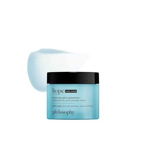 philosophy hope in a jar glow water cream face moisturizer - with hyaluronic acid & pineapple extract provides 72-hour hydration & primes skin for makeup 2 fl oz