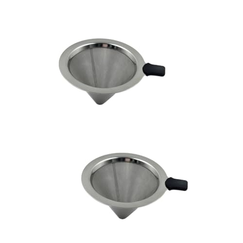Uonlytech 2pcs Stainless Funnel Dripper Reusable Single Serve Coffee Filter for Smooth Brewing Mesh Design