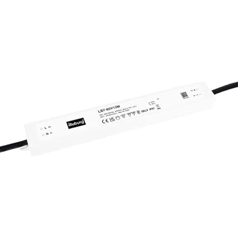Eaglerise LED Transformer 12 V 60 W Waterproof IP67 Flicker-Free for LED Strip Lamps Constant Voltage LED Power Supply Driver Transformer White Cover