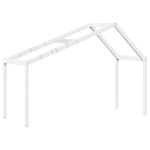 Vidaxl Tetto Per Culla Bianca, 213 X 85,5 X 144,5 Cm, In Legno Di Pino Massiccio, Baldacchino, Tetto Spiovente, Tetto Per Lettino, Baldacchino Per Bam