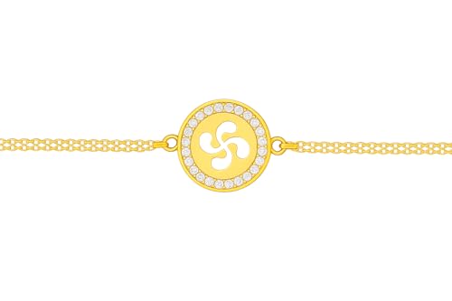 Bracelet croix basque réglable en or 18k anti-ternissement