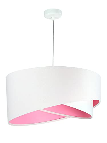 Licht-Erlebnisse Suspension ronde blanche rose Ø 50 cm abat-jour moderne en tissu Brando pour salon chambre à coucher