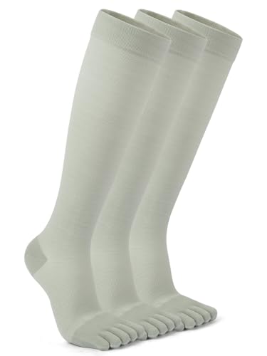 Image of 3 Pairs Knee High Toe Socks for Men & Women - Compression Toe Socks Separate Toe Design for Daily