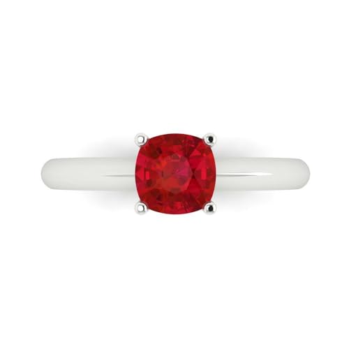 Clara Pucci 1.0 ct Cushion Cut Created Ruby 14k Yellow Gold Solitaire Wedding Engagement Bridal Promise Ring