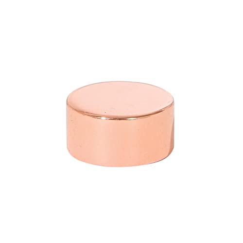 Image of B&P Lamp Solid Brass Flat Cap, Tapped 1 /8IP, 3 /8 Inch Height by 3 /4 Inch Diameter, Polished Copper