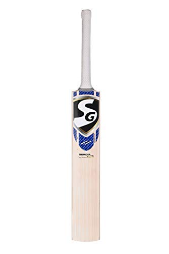 SGThunder Plus Cricket Bat For Mens and Boys (Beige, Size-Short Handle) | Material: Kashmir Willow | Lightweight | Free Cover | Ready to play | For Intermediate Player | Ideal For Leather Ball