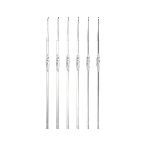 uxcell Stainless Steel Crochet Hook 0.75mm US Size 14 Knitting Needles for DIY Craft Yarn 6Pcs