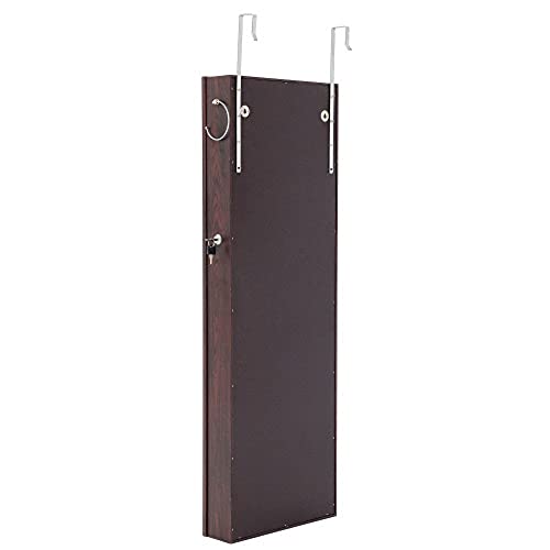 Jewelry Cabinet Jewelry Storage Cabinet Fashionable Simple Led Light Hanging Door Wall Fashionable Simple Make-Up Mirror Cabinet Retro Brown #TOP2